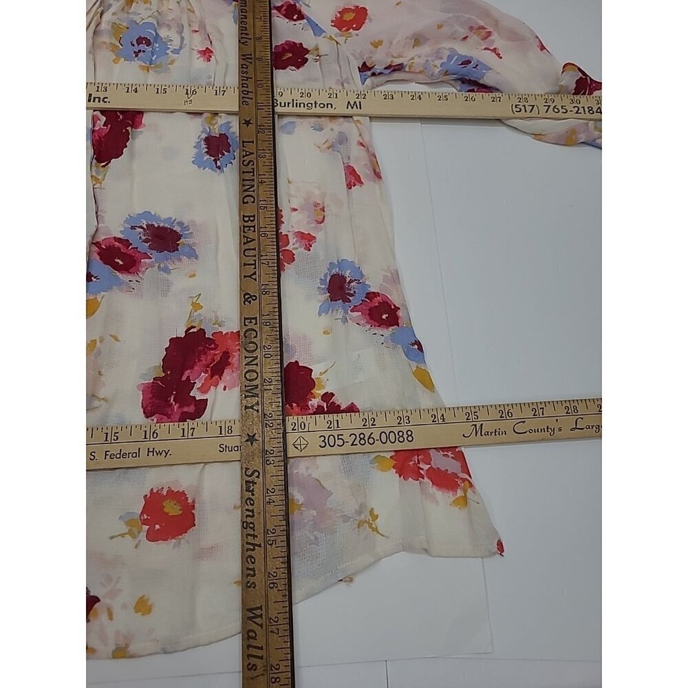 Lucky Brand Boho Flowy Peasant Top Women's Size 1X Watercolor Flowers - Picture 3 of 6